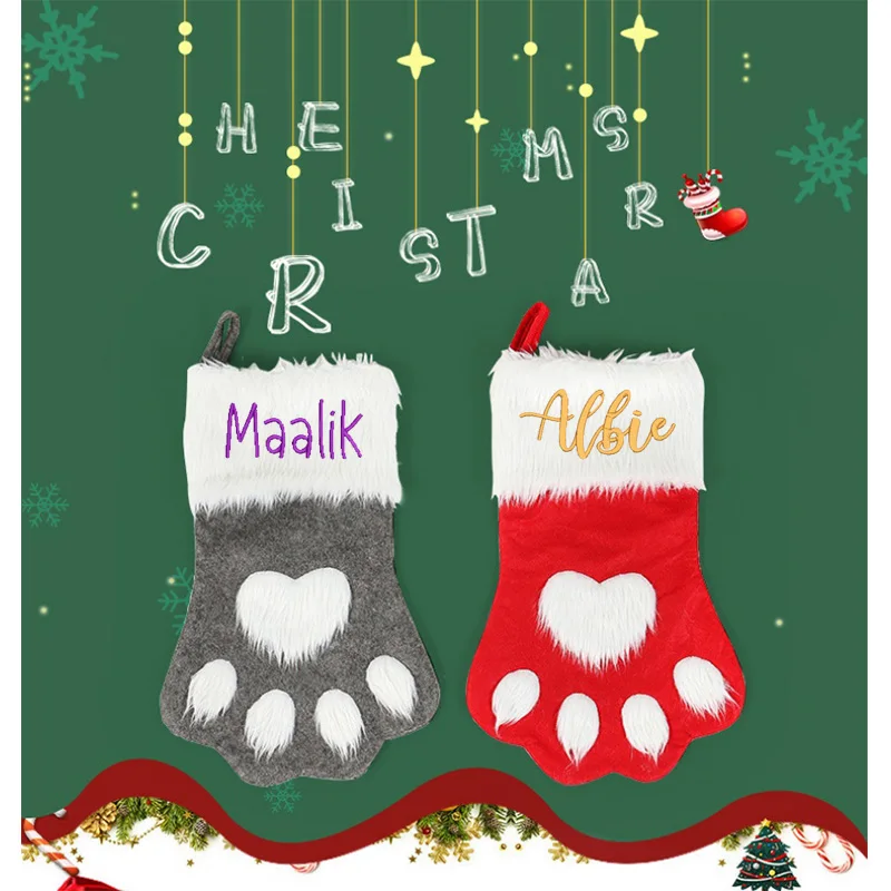 

Personalized Christmas New Christmas Decorative Supplies Christmas Decorative Socks Pendant Dog Paw Christmas Socks Gift Bag