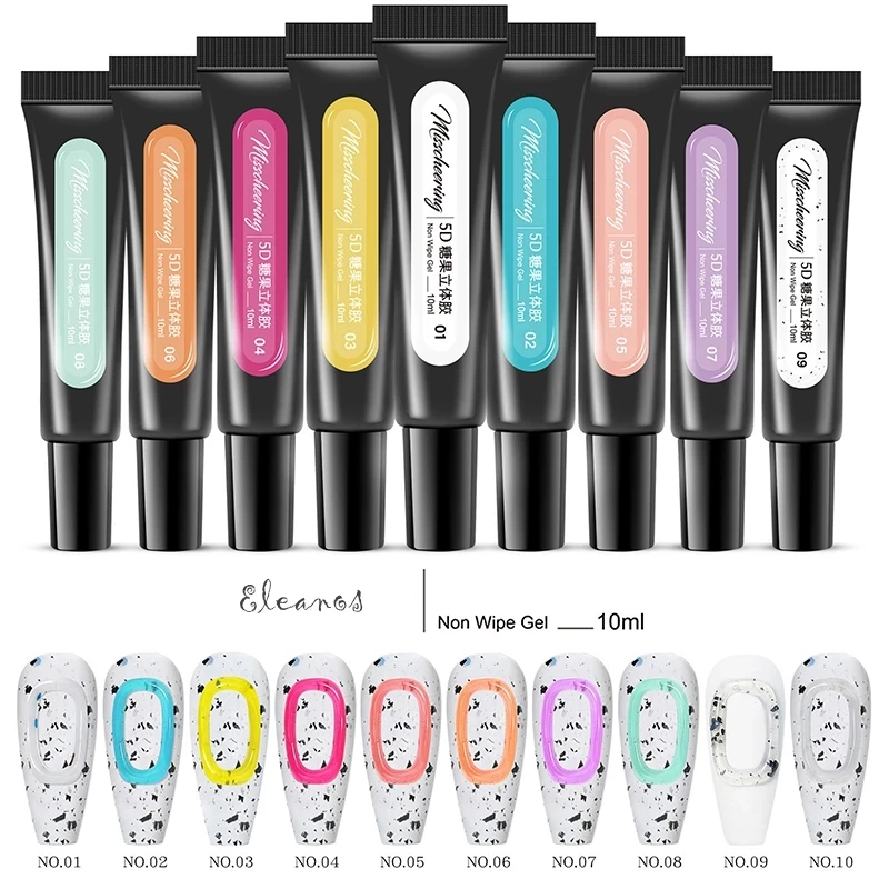 Eleanos 10 Colors 5D Pudding Gel Polish Set No Wipe Modelling Jelly Gel Nail Kit 3D Nail Decoration Manicure UV Gel DIY Nail Art
