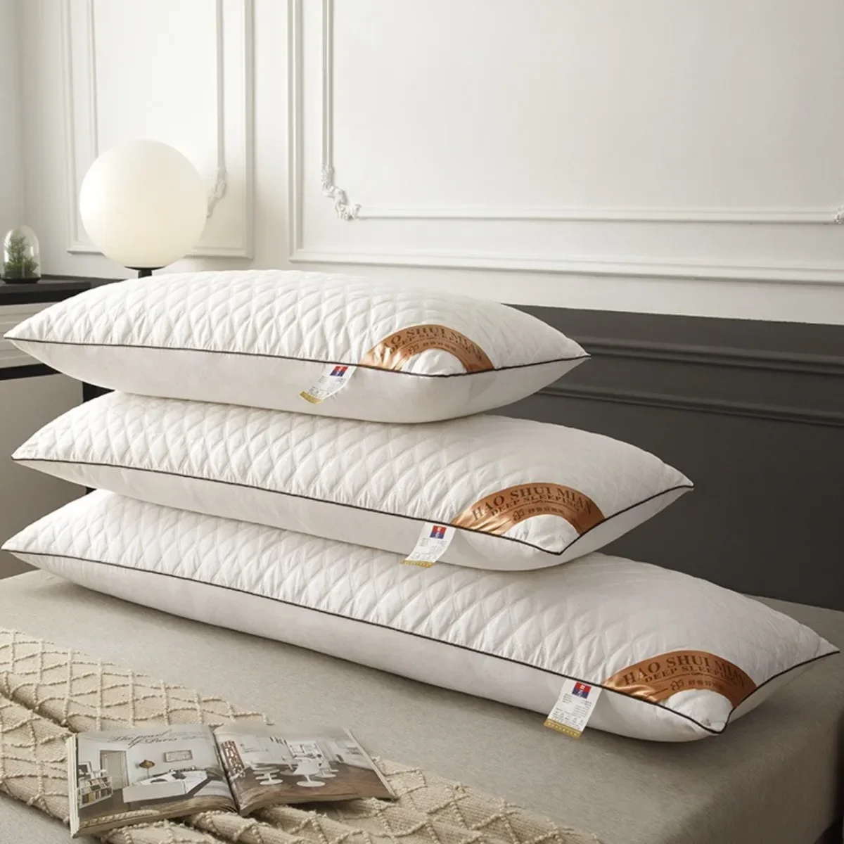 Quilted Elongated Pillow 1.2/1.5/1.8m Adult Elongated Couple Neck Care Long One Piece Pillow Neck Pillow for Hotels and Home Use 2