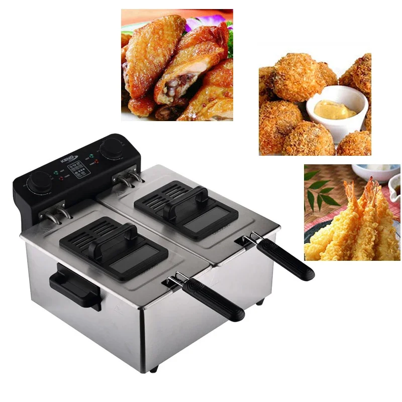 Electric Fryer 6L Household French Fries Machine Fryer Commercial Fries Fried Chicken Small Set Frying Skewers Pot