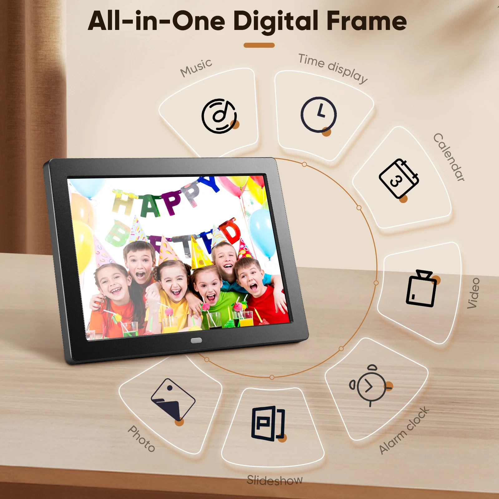CNCBSR 8 inch Digital Photo Frame 1280*800 Desktop Electronic Album IPS Screen Support Photo/Video/Music/Clock/Calendar Function