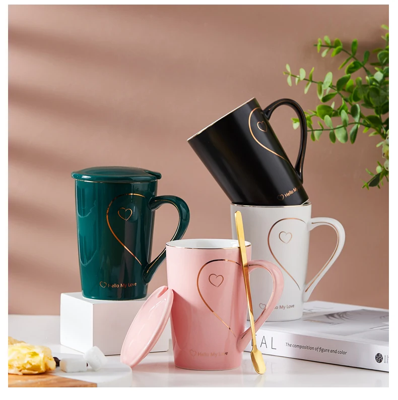 Couple Cup Ceramic Mugs Coffee Love Heart Mug Creative Valentine'S Day Wedding Birthday Gift