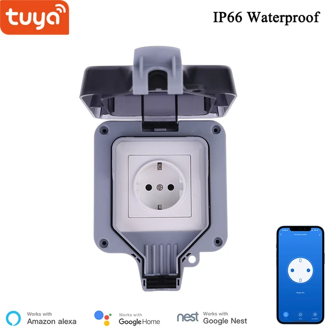 Tuya Smart Waterproof Plug IP66 Outdoor WiFi Outlet 16A APP