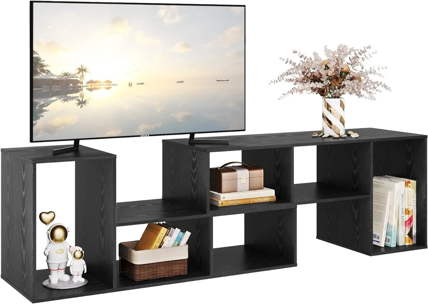 

DEVAISE Flat Screen TV Stand for 65 75 Inch TV, Modern Entertainment Center with Storage Shelves, Media Console Bookshelf