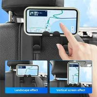 Universal Car Back Seat Hanging Storage Mobile Phone Stand Lazy Rear Seat Phone Headrest Stand Portable Car Back Seat Hook Stand 4