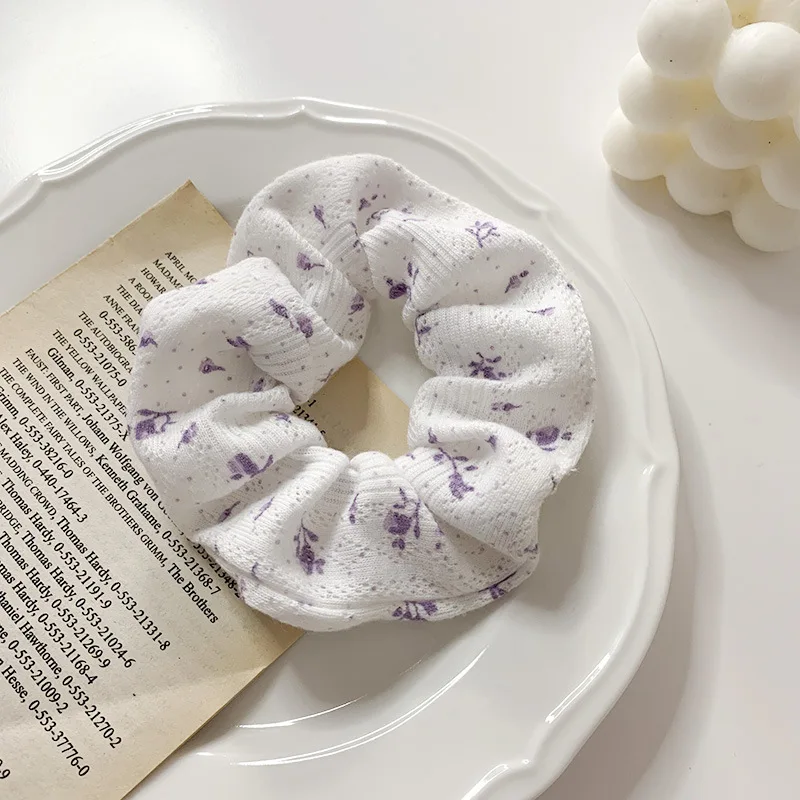 Korean Floral Print Scrunchies Fashion Hairband Hair Rope for Ponytail Holder Elastic Hair Band Sweet Hair Ties Hair Accessories hairclips Hair Accessories