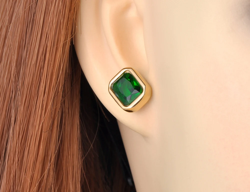 JeeMango Edelstahl-Ohrringe in Bernsteinfarbe mit unregelmäßigem geometrischem Stein für Damen, trendiger, einzigartiger Schmuck, Weihnachtsgeschenk E26068 – Detail 13