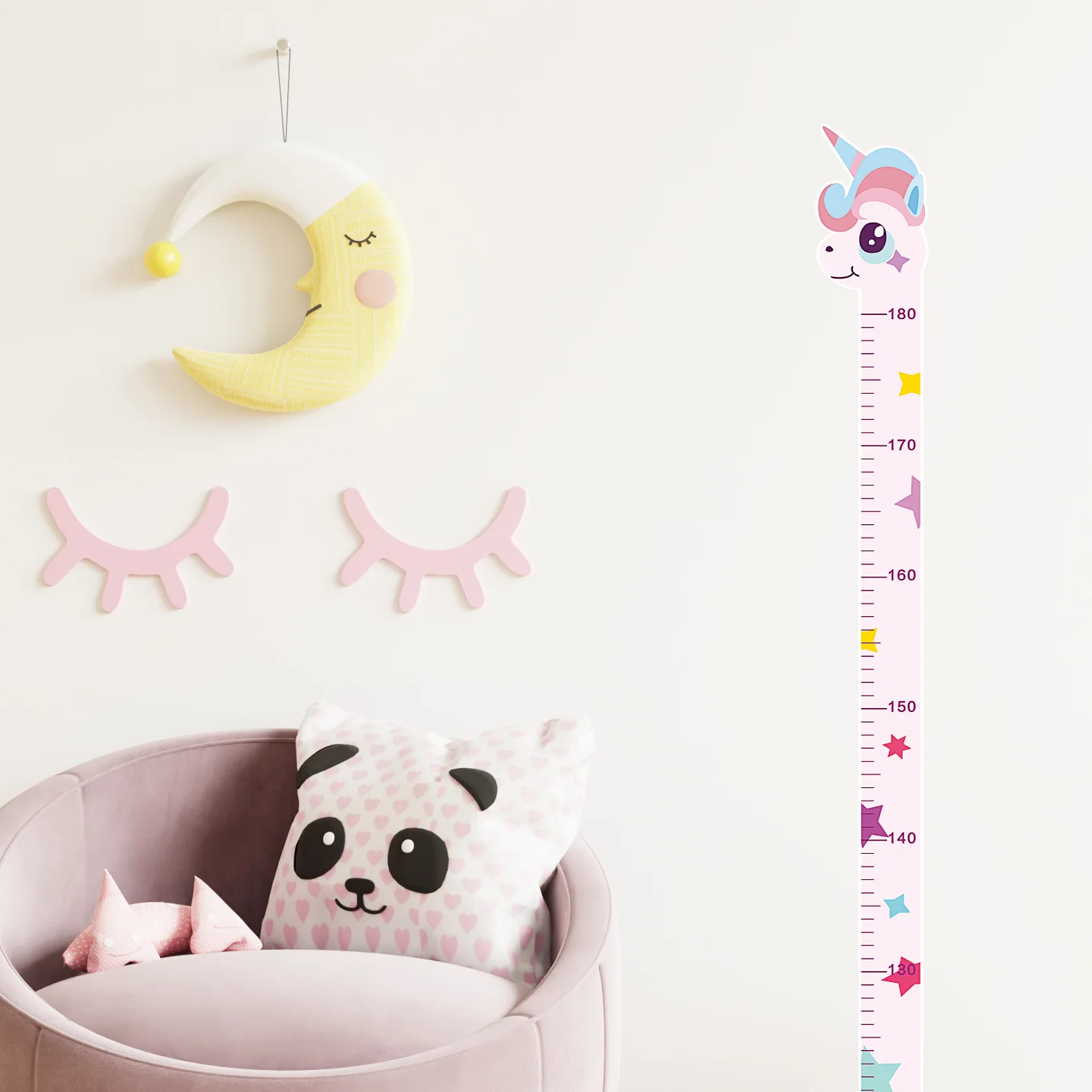 Kids Height Measurement Growth Chart Wall Stickers, Cartoon Animals Height Measure Decals for Kids Bedroom Baby Nursery images - 6