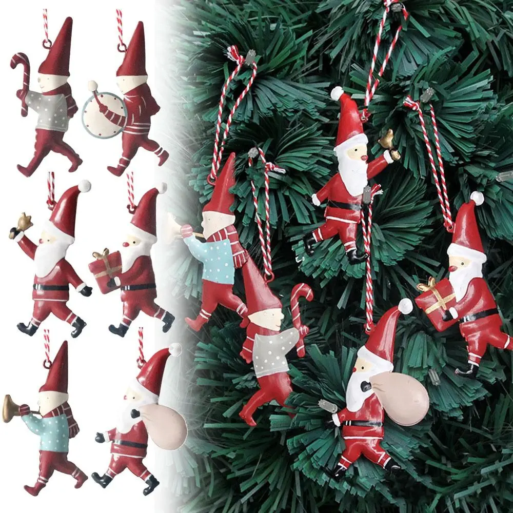 

Red Christmas Hanging Pendants Gift Double-sides Painted Soldiers Xmas Tree Decor Iron Art Photo Prop Drop Ornaments Festival