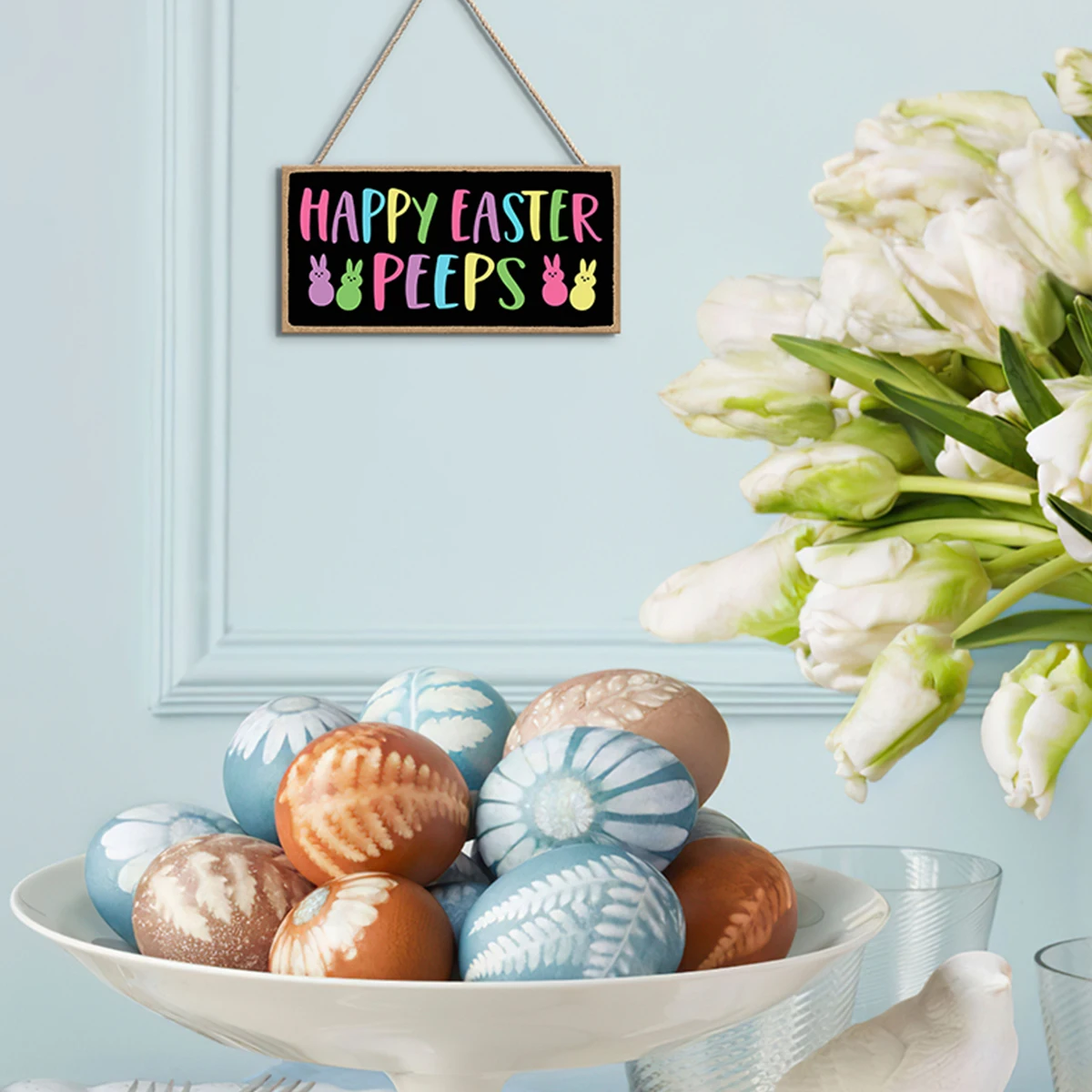 1PC, Easter, creative PVC colorful English Easter decorative tag, suitable for Easter festival celebration party decoration hand