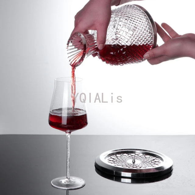 Décanteur à vin rotatif à 360 °, gobelet, distributeur, bouteille en verre  de cristal, carafe à vin Brandy Whisky, cadeau de décoration de bar, 1500ml  - AliExpress