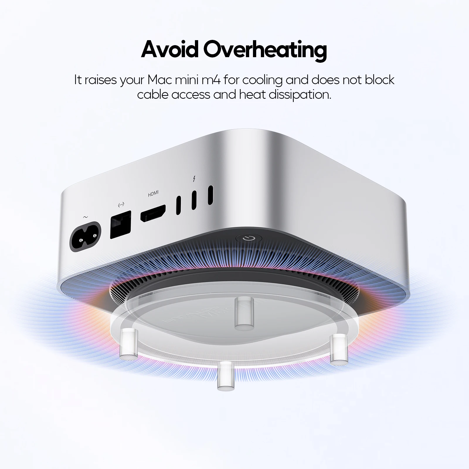 PULWTOP 투명 아크릴 데스크 스탠드, 간편한 전원 버튼 접근 기능이 있는 미니멀리스트 M4 홀더, Mac Mini M4/M4 Pro용 미끄럼 방지 베이스