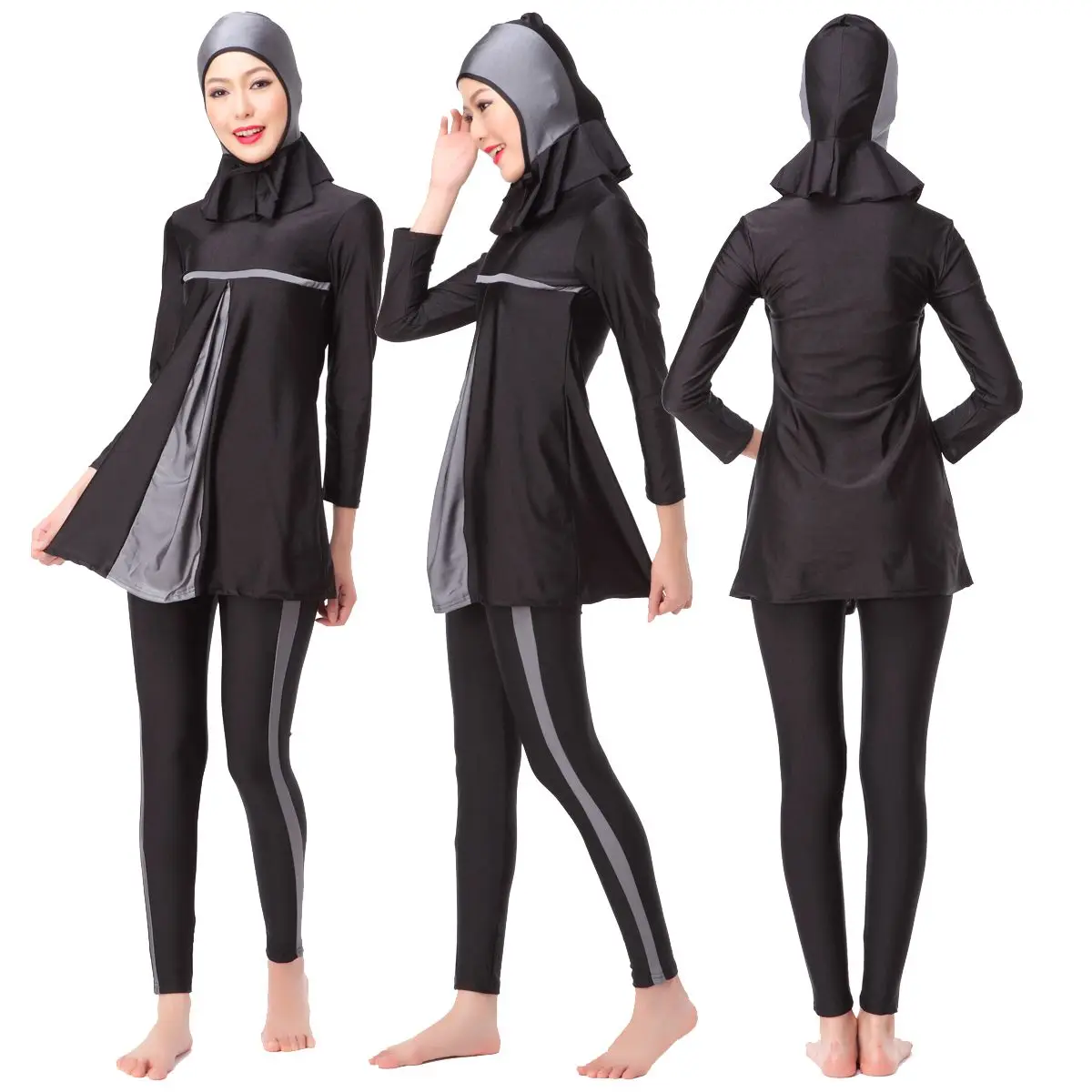 

Muslim Modest Swimwear for Women Full Cover Islamic Hijab Swimsuit Burkini 3 Pieces Spliced Bathing Suit Femme Musulman 2023 New