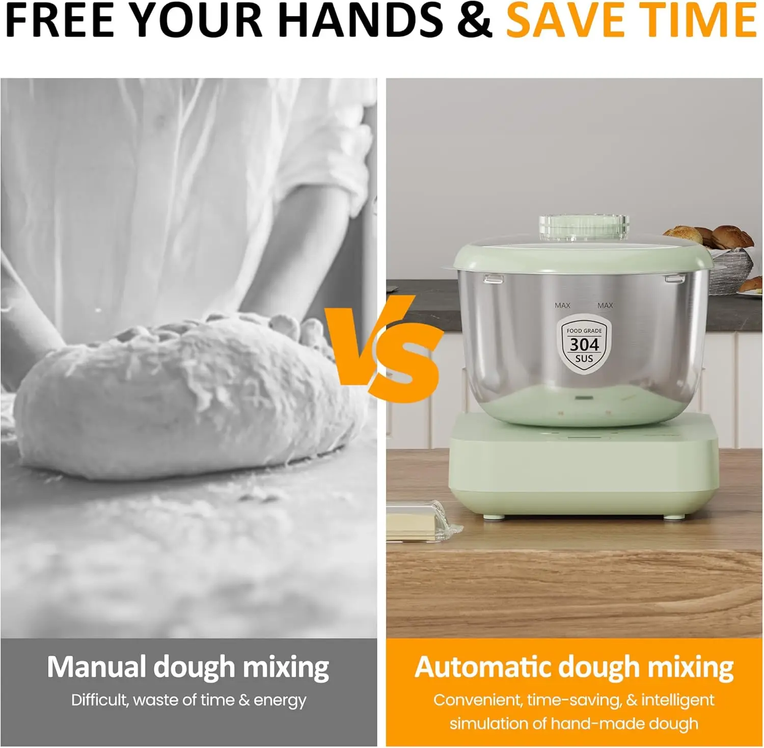 Electric Dough Maker with Weighing Function,5.2QT Dough Mixer with Ferment Function,Household Bread Maker Kitchen Flour 4