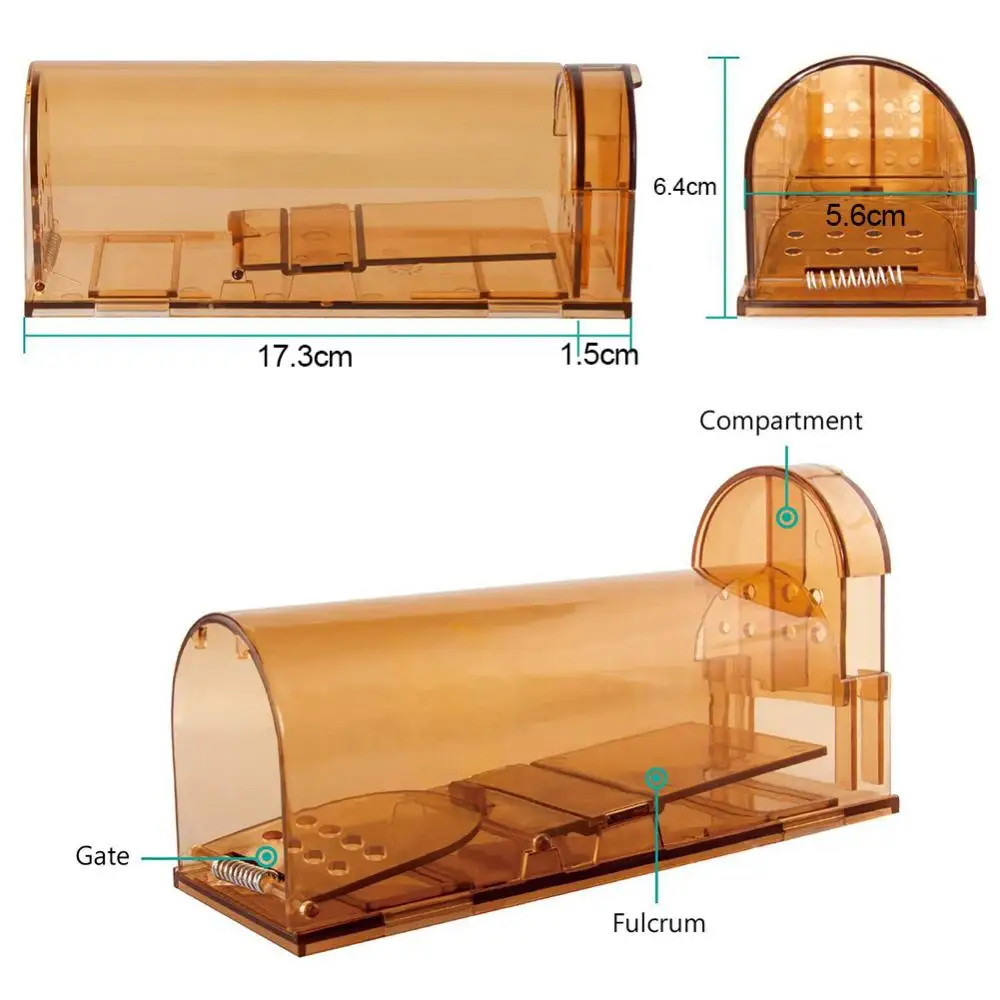 2Pcs Transparent Reusable Mouse Trap Rodent Mice Live Catcher Small Animals Cage