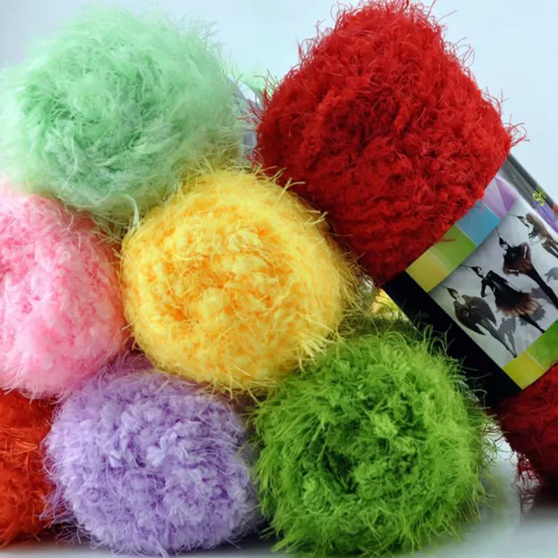 100G Cotton Yarn Faux Long Fur Mink Plush Coarse Wool Fabric And Crochet Coral Velvet For Scarves Sweaters Crochet Knitting Yarn 2