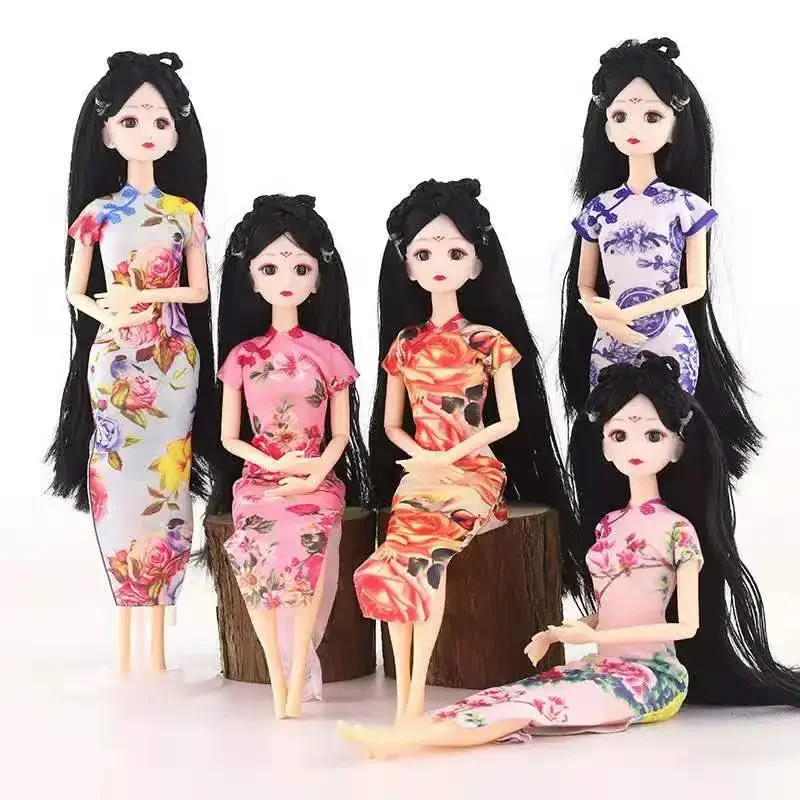 Chinese Style Qipao Doll Dress for Barbie Clothes Classic Ancient Princess Dresses Clothing For 1/6 BJD Dolls Accessories Toys zhao mengfu wang xizhi running script copybook card luo shen fu chinese classic ancient prose calligraphie cuaderno para copiar