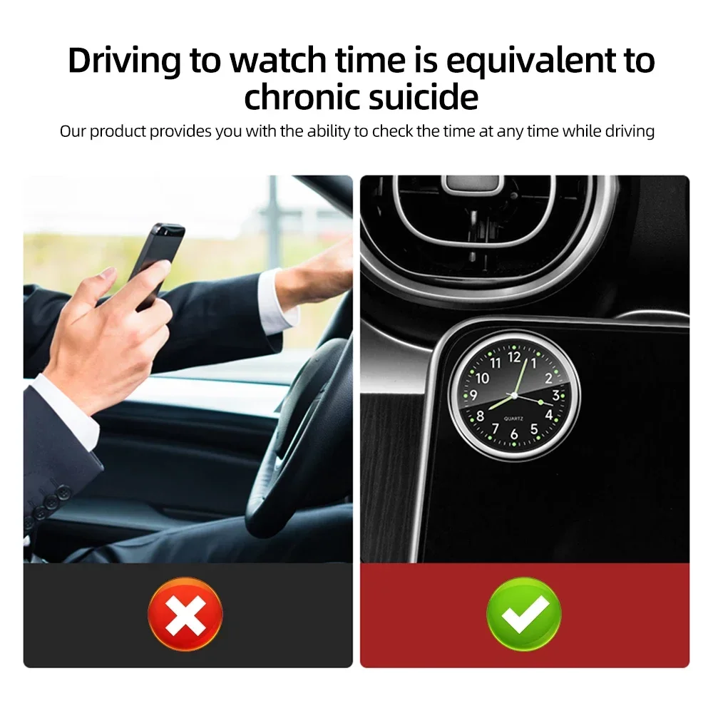 Luminous Quartz Analog Car Dashboard Clock Stick-On Decorative Time-Telling Easy-to-Read Night-Vision Compact car clock
