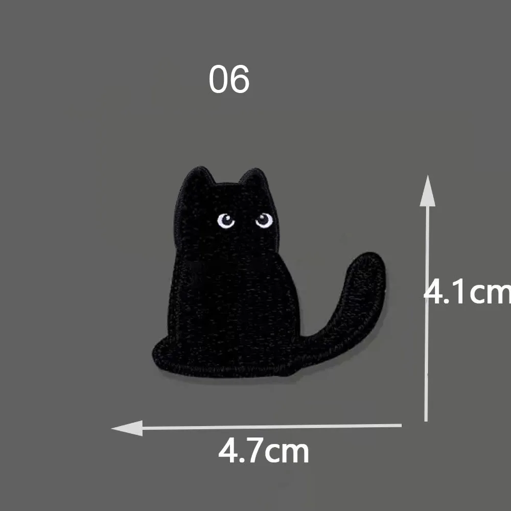 1-teiliger Aufnäher zum Aufkleben der schwarzen Katze, Stickerei, Kleidungsreparatur, Handydekoration, selbstklebender Stil – Detail 11