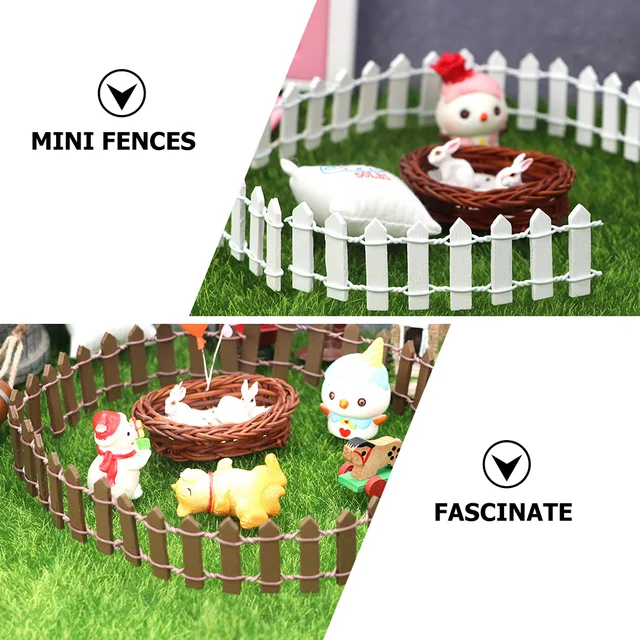 2 Db Mini Kerítés Kerti Dekoráció Miniatűr Játékok Deszka Fa Virág Edény Dísz - Image 4