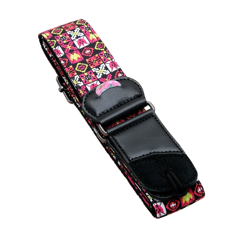 Embroidered Electric Guitar Strap with Plectrum Holder - String Instrument Accessory