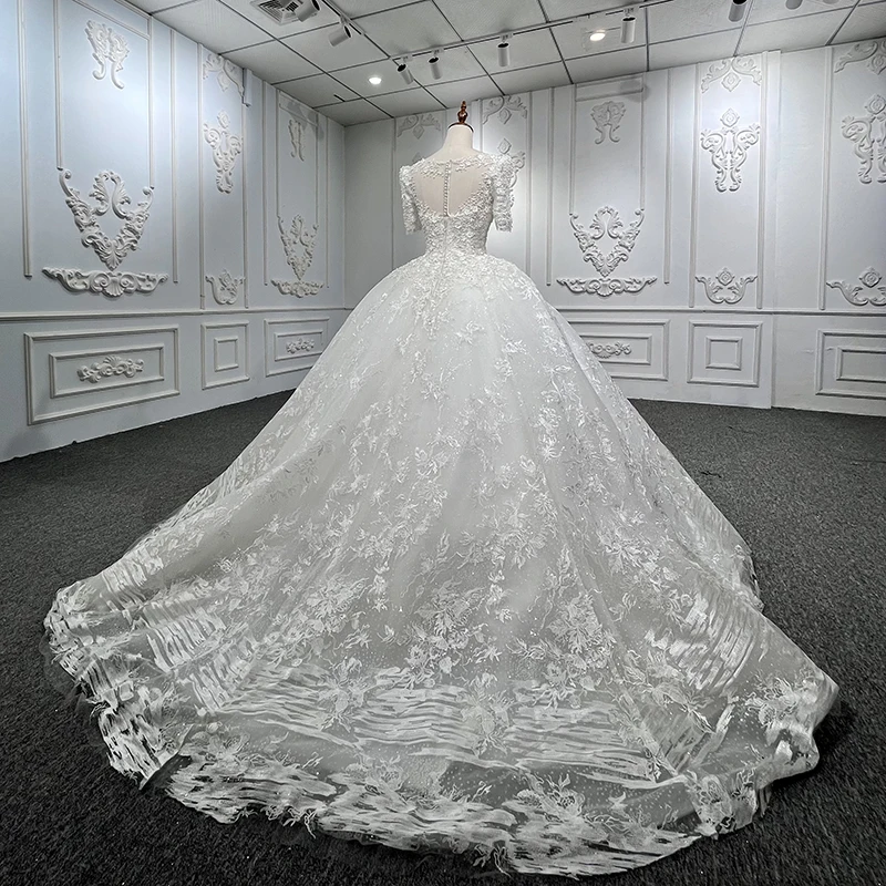 Classic Bridal Dresses 2022 Organza Ball Gown o-Neck Wedding Suits For Women Flowers DY9893 Vestito Da Sposa 2