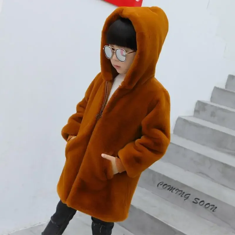 Winter Jacket Girls Boys Coat Kids Coats with Faux Fur Boys Winter Jacket Girls Outerwear Coats Fashion Solid