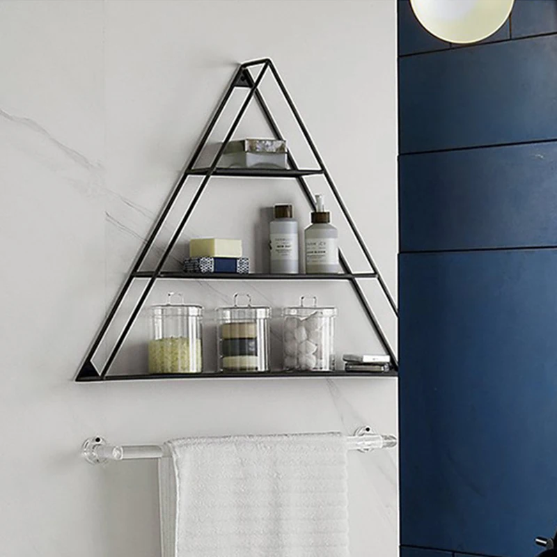 

Customized Nordic wrought iron wall racks living room triangle creative wall decoration rack restaurant coffee shop display rack