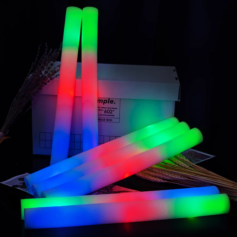 RGB LED 글로우 폼 스틱, 다채로운 LED 응원 튜브, 다크 글로우 스틱, 라이트 생일 웨딩 파티 용품, 12 개, 15 개, 30 개, 60 개