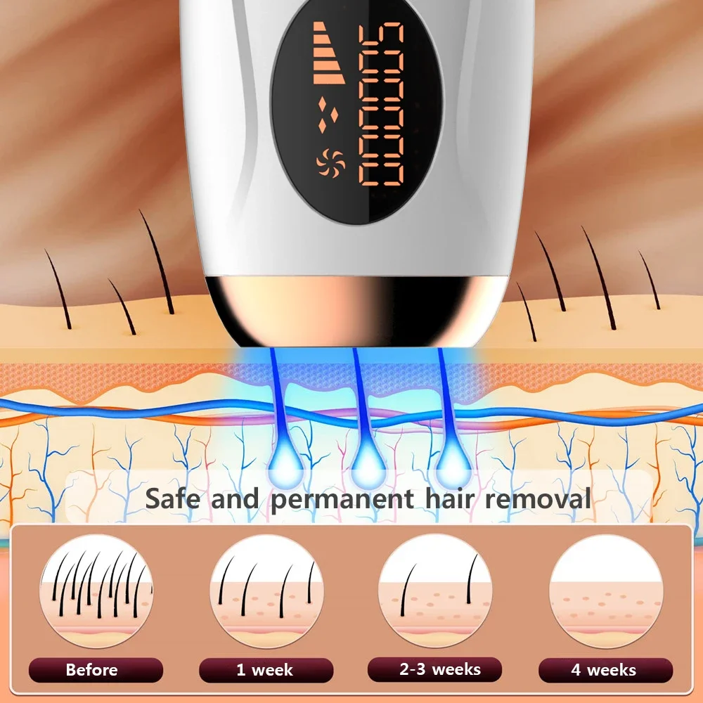 Portable IPL Laser Epilator 999999 Flashes-Painless, Permanent Hair Removal for Women&rsquo;s Body and Bikini Line Wax Roll on wax