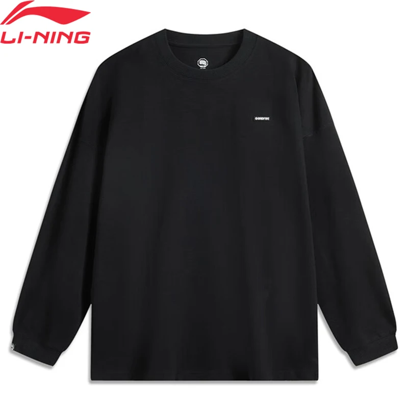 Li-Ning Men Basketball Series Long Sleeve Sports T-Shirt Comfortable Jersey LiNing Solid Color Leisure Culture Tee AHSU781