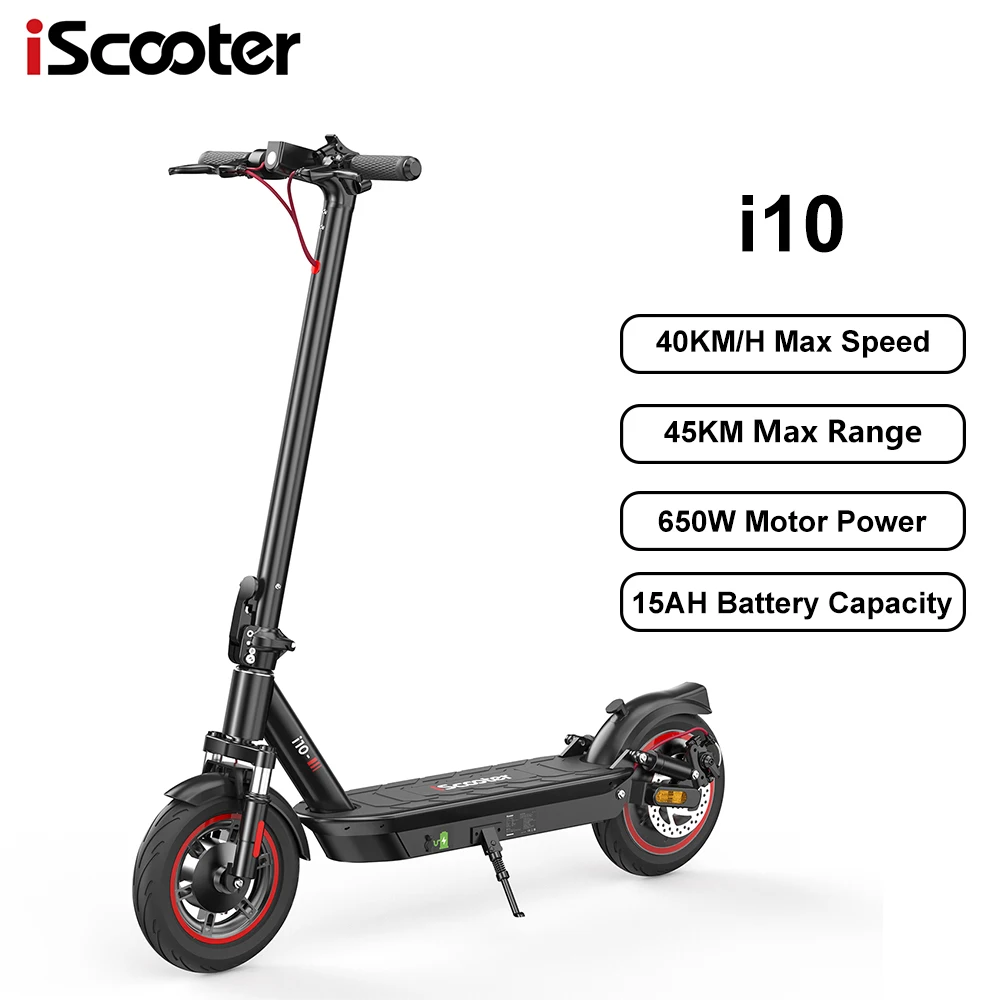 iScooter i10 Foldable Adult Electric Scooter E-Scooter 40 KM/H Electric Kick Scooter 650W Skateboards 36V 15Ah Kickboard
