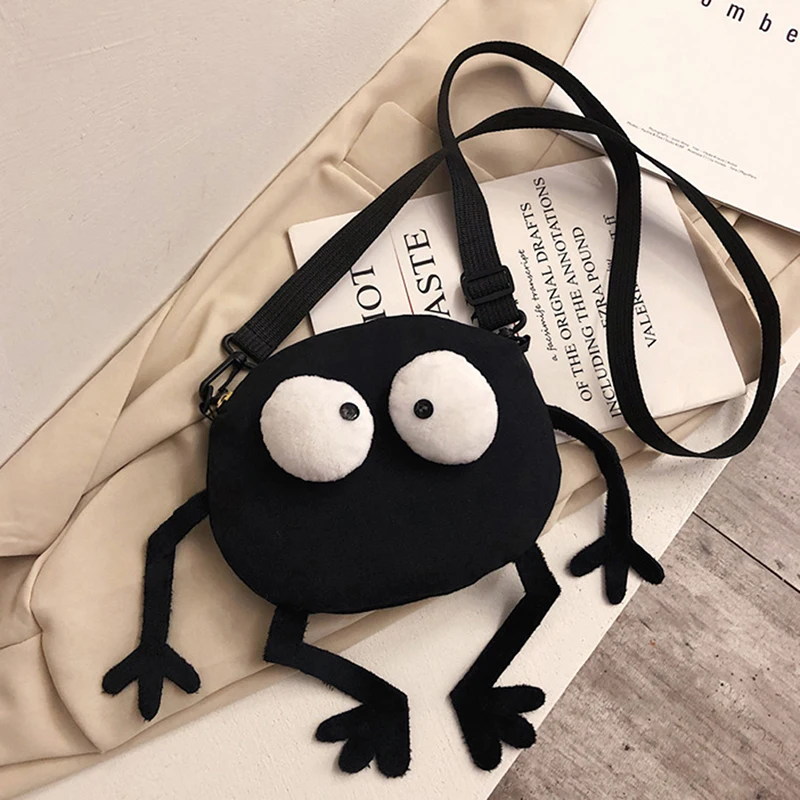 

New Fashion Big Eyes Canvas Girls Shoulder Bag Cute Black Briquettes Messenger Bag Kids Women Coin Purse Mini Crossbody Handbag