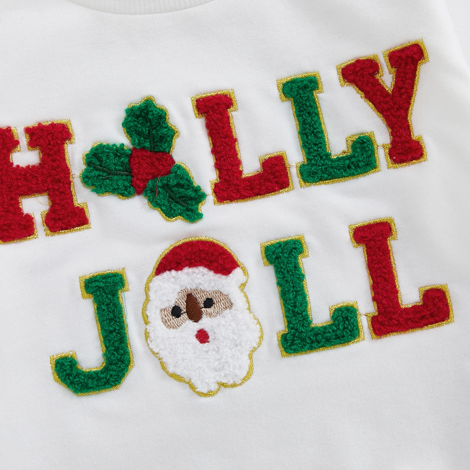 Newborn Baby Boy Girl Christmas Sweatshirts Santa Holly Leaf Embroidery Long Sleeve O Neck Pullovers Toddlers Fall Winter Tops