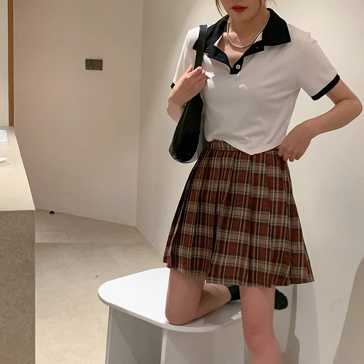 denim skirt harajuku style korean fashion spring summer skirts women 2022 personality vintage kawaii sweet plaid pleated skirt women mini skirts for women