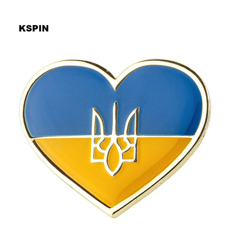 Ukraine Heart Shape Flag Lapel Pin Badge Pin Brooch Icons