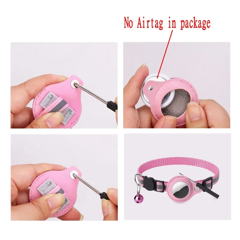 For Apple Airtag Case Dog Cat Bell Collar GPS Finder Reflective Protective Case Cover For Air Tag Tracker Pet Dog Airtag Collar