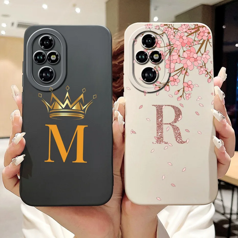 Fashion Crown Initial Letter Soft Silicone Phone Case with Lens Protective Cover