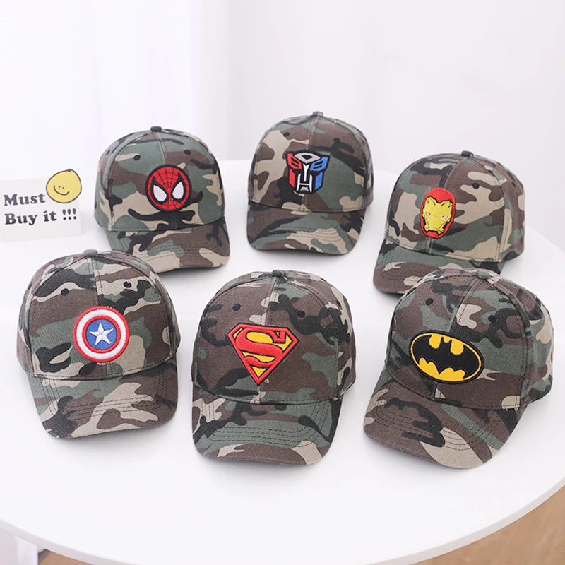 Autumn Disney Anime Spiderman Baseball Cap For Children Outdoor Kids Camouflage Caps Boys Cartoon Embroidery Hip Hop Sun Hat 2