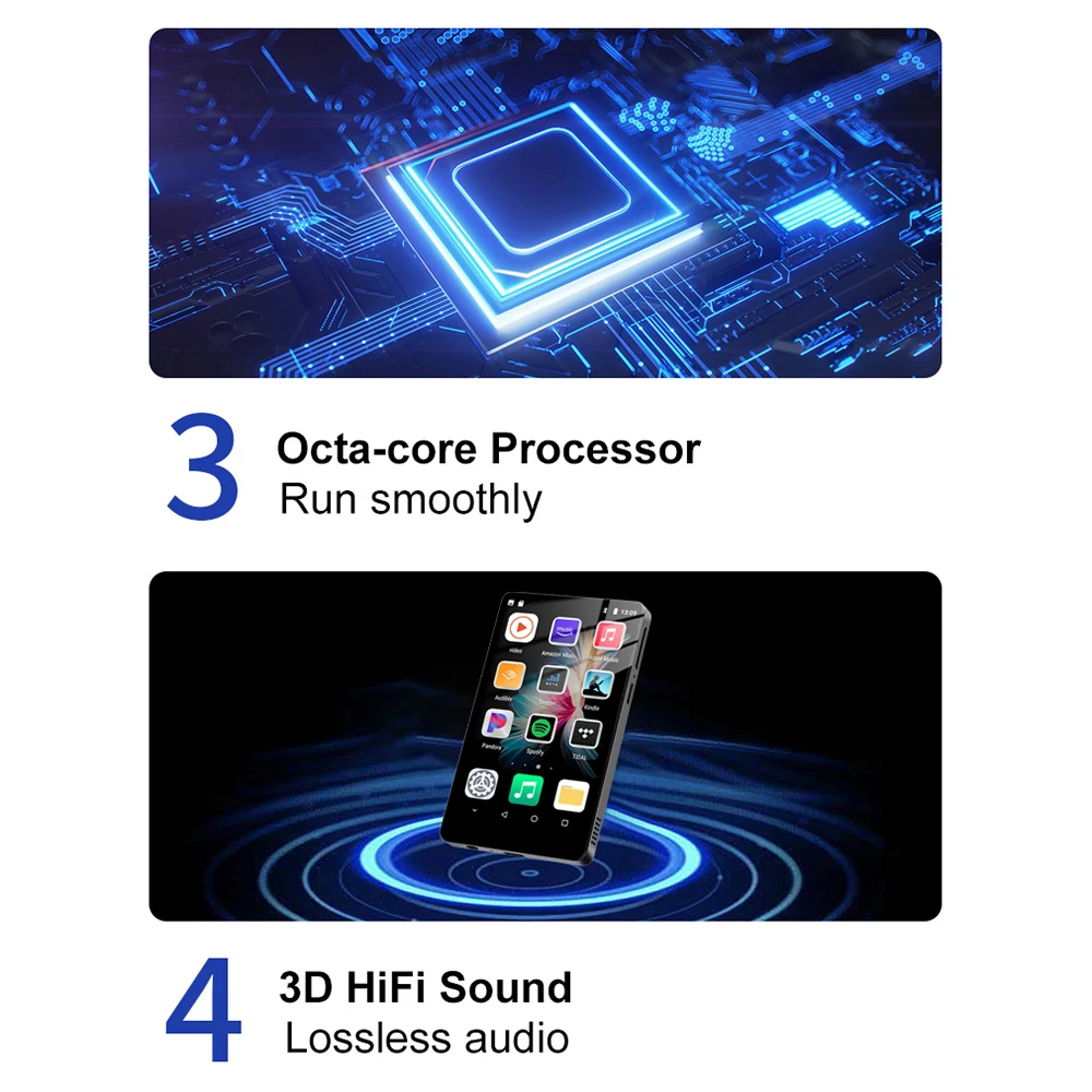 Фото Интернет WiFi MP4 видеоплеер Международный Android 8,1 MP3 музыкальный плеер Bluetooth Walkman Spotify плеер/Pandora/дыхательный/Deezer №5