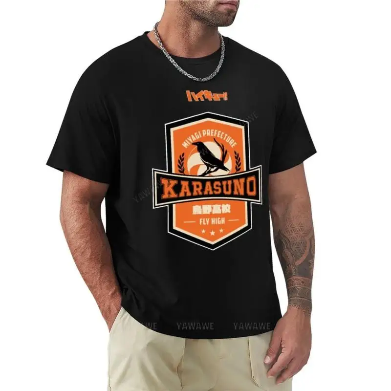 

Футболка HAIKYUU: TEAM KARASUNO, рубашка с круглым вырезом, рубашки с кошками, белые футболки для мальчиков, черные футболки для мужчин