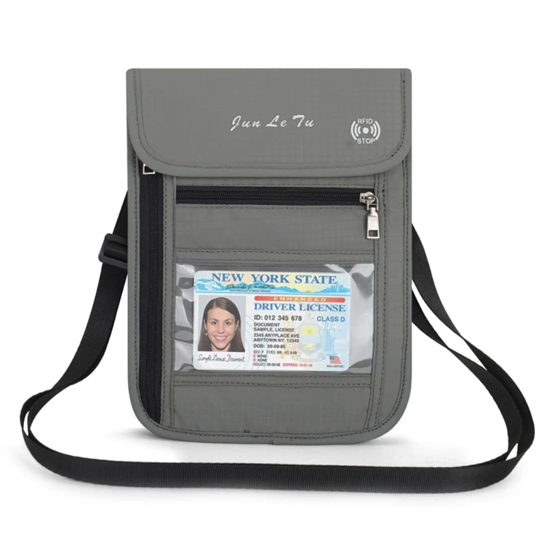 

Fashion Travel Pouch RFID Blocking Purse Neck Wallet Cards Money Passport Holder