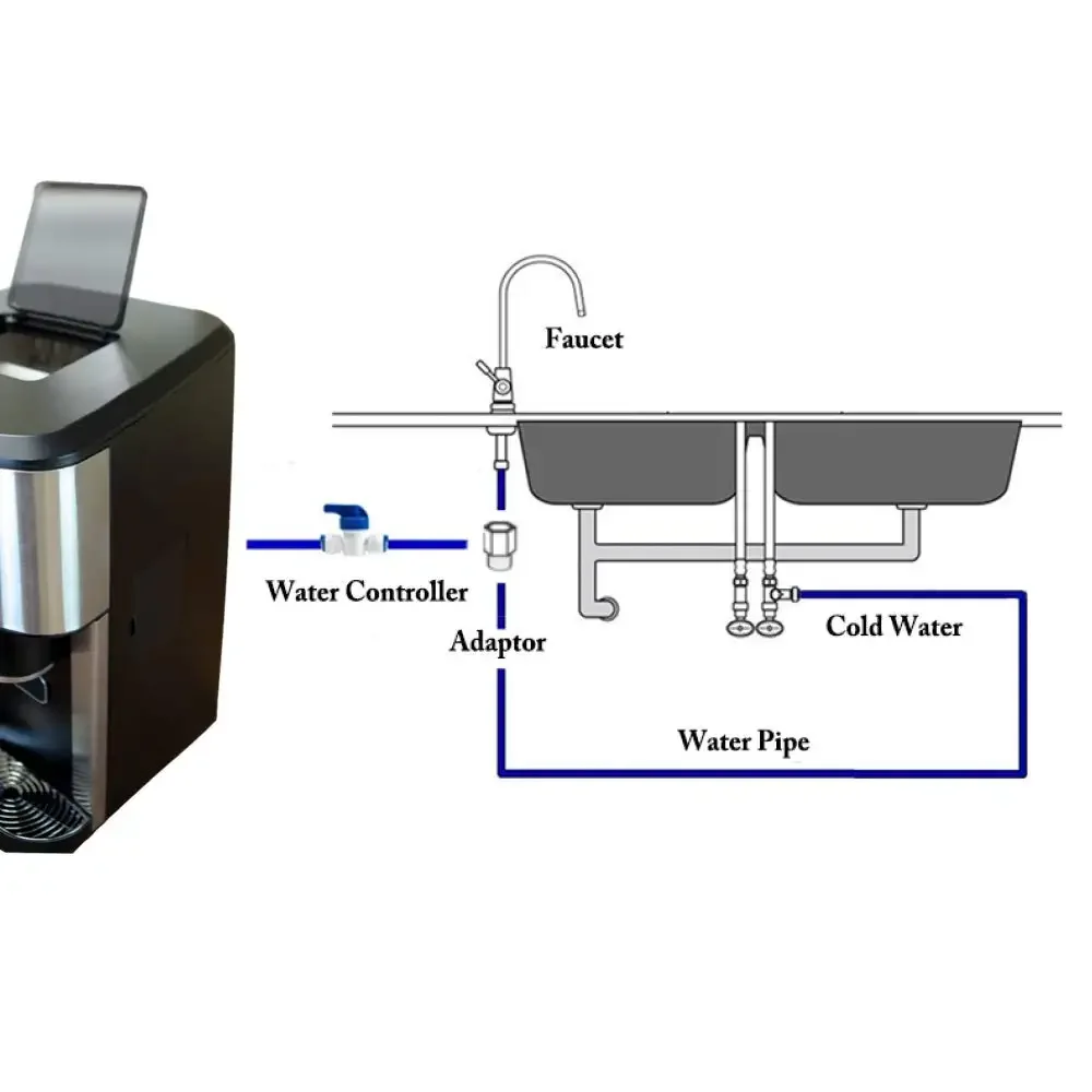 YYHC-Portable Mini Ice Maker cold water 2 Size Ice Cubes Self-Cleaning Touch Control Making Machine Home Use Party 15kg
