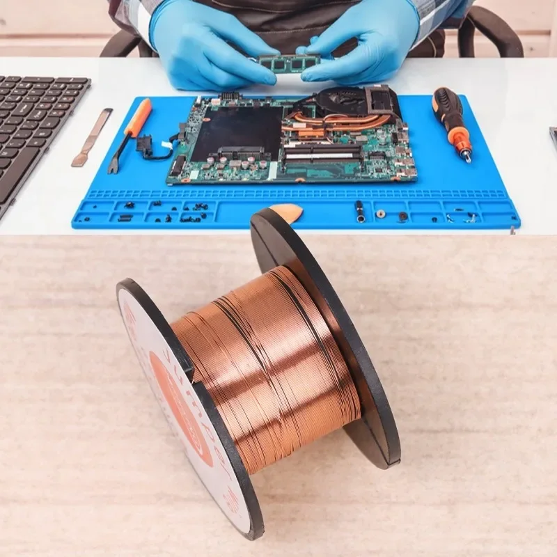 Insulation Copper Soldering Wire Jumper Wire 0.1mm Mobile Phone Computer Motherboard Fingerprint PCB Repair Welding Tool 50x