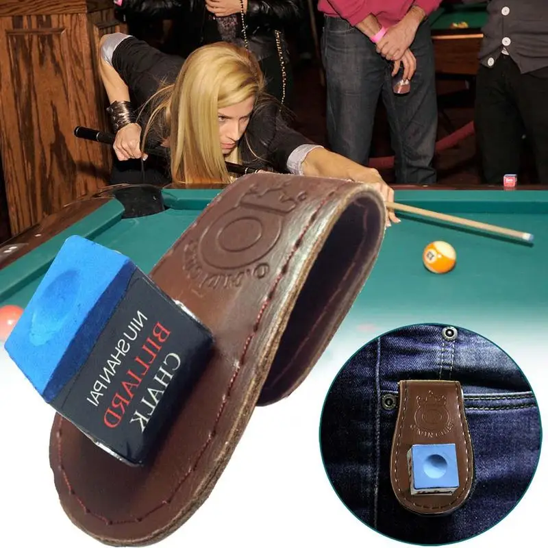 Billiard Chalk Holder Magnetic Chalk Bag Hook Holder Pouch Portable Billiard Cue Holder Bag Pool Cue Supplies