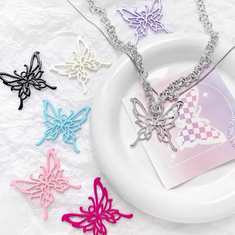 

2024 Newest 40pcs/lot color print cartoon animals butterfly shape alloy floating locket charms diy jewelry necklace accessory