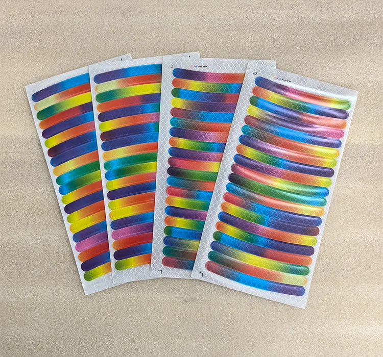 For Car Motorcycle, Bicycle Wheels, Seven-Color Laser Car Decoration Accessories Anti-Collision Reflective Warning Stickers