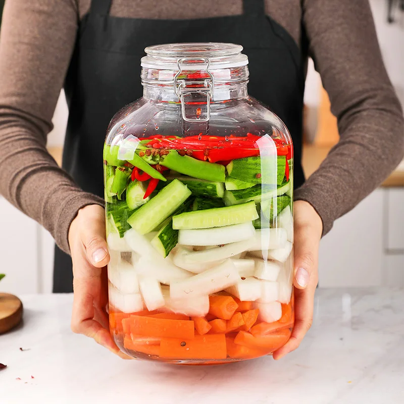 Chinese style creative pickle jar glass sealed jar Sichuan pickle  pepper hot cabbage pickle jar household kitchen storage jar 4