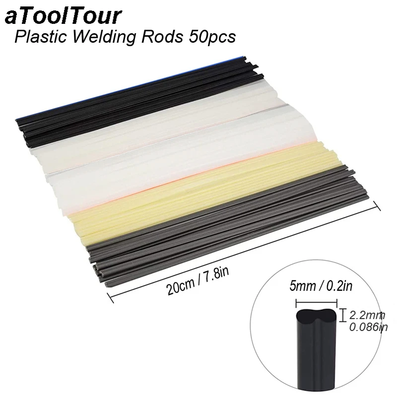 50pcs Plastic Welding Rods Bumper Repair ABS PP PVC PE Welding Electrodes Sticks Soldering Accessories Hot Air Gun Welder Kit