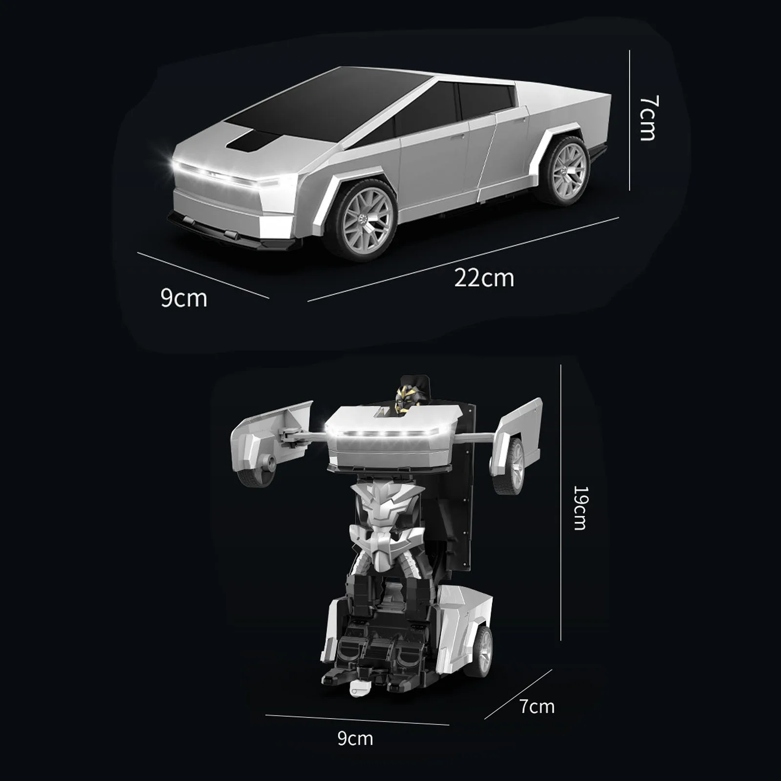 Auto Robot Telecomandata 2.4GHz con Trasformazione a un Clic, Luci LED e Rotazione a 360° ° Giocattolo per Bambini con Modalità di Rotazione e Deriva - immagine 6